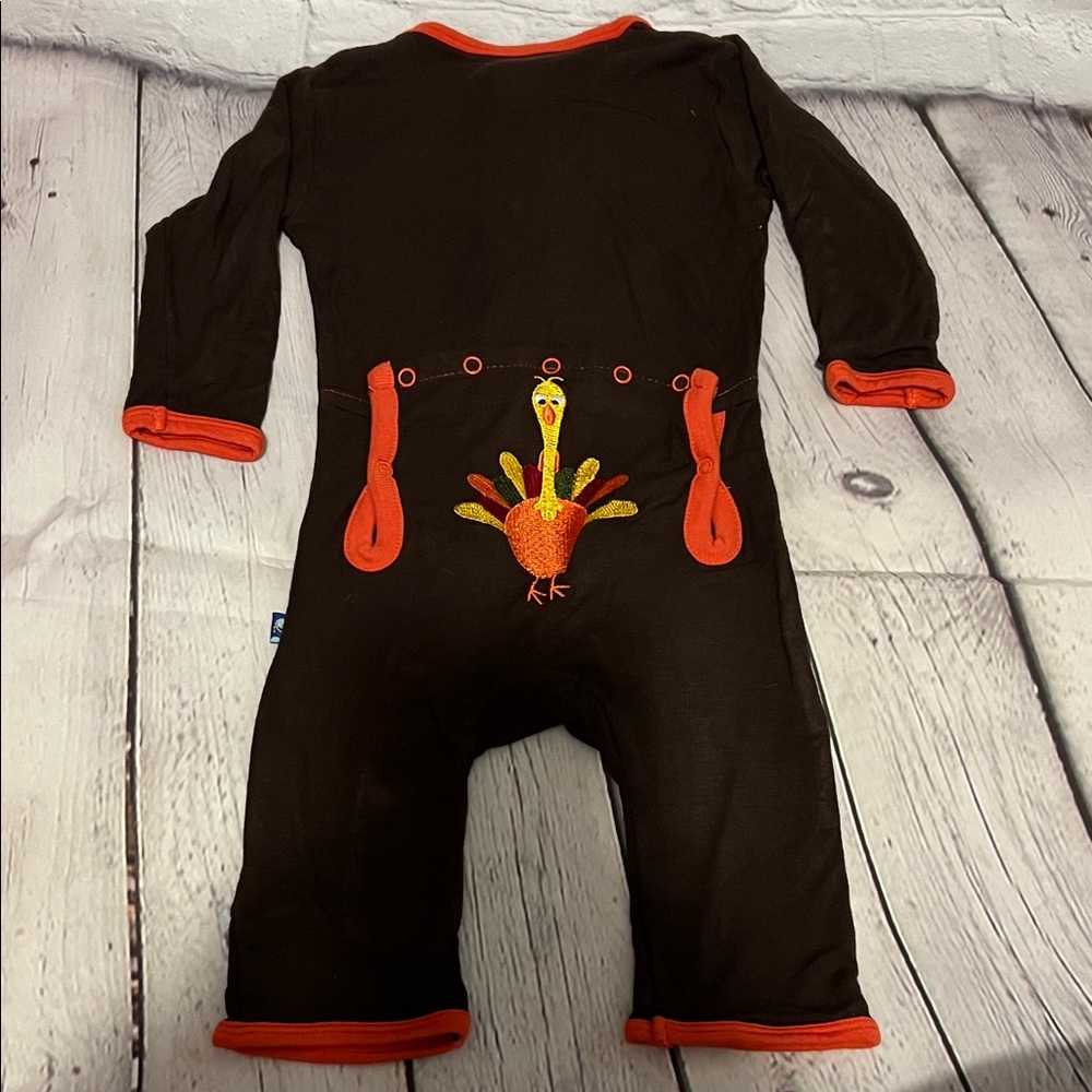 Kickee Pants Thanksgiving Brown and Orange Kids One Piece
